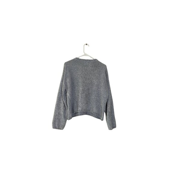 La Hearts Heathered Cropped Boxy Crewneck Sweater Soft Knit Casual Pullover M - Picture 2 of 7